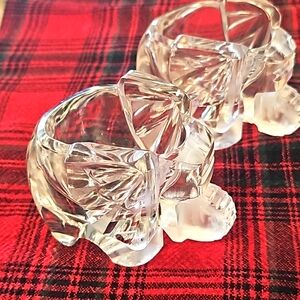 Vintage pair crystal elephant candy nut container